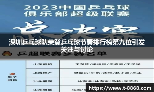 深圳乒乓球队荣登乒乓球节奏排行榜第九位引发关注与讨论